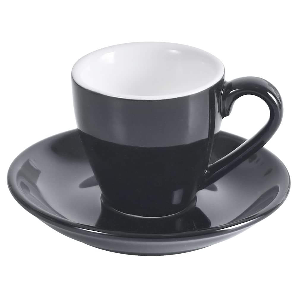ionEgg Tasse à espresso en porcelaine avec soucoupe, tasse à espresso, tasse Demitasse, 80 ml, Noir