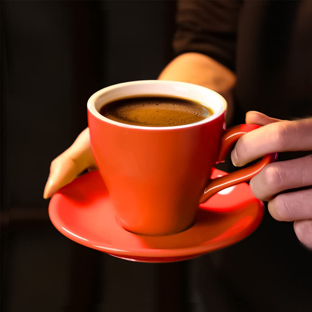 Tasse à expresso en porcelaine ionEgg avec soucoupe, tasse à expresso, 80 ml/2,7 oz, Orange