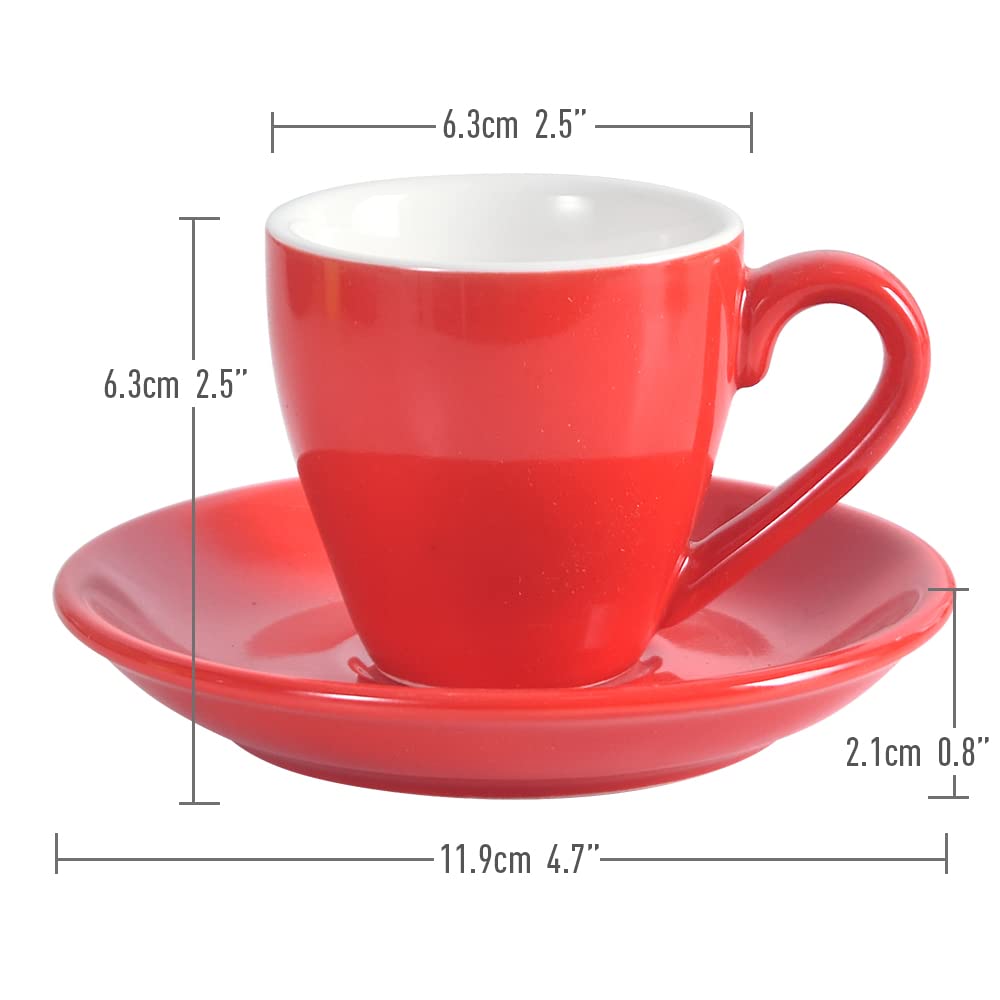 ionEgg Tasse à café en porcelaine avec soucoupe, tasse à espresso, 80 ml, rouge, E0402303EPCR