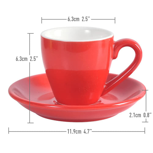 ionEgg Tasse à café en porcelaine avec soucoupe, tasse à espresso, 80 ml, rouge, E0402303EPCR
