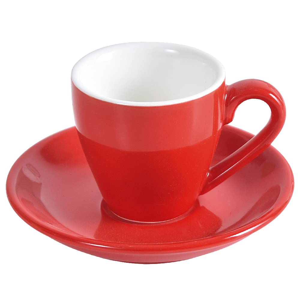 ionEgg Tasse à café en porcelaine avec soucoupe, tasse à espresso, 80 ml, rouge, E0402303EPCR