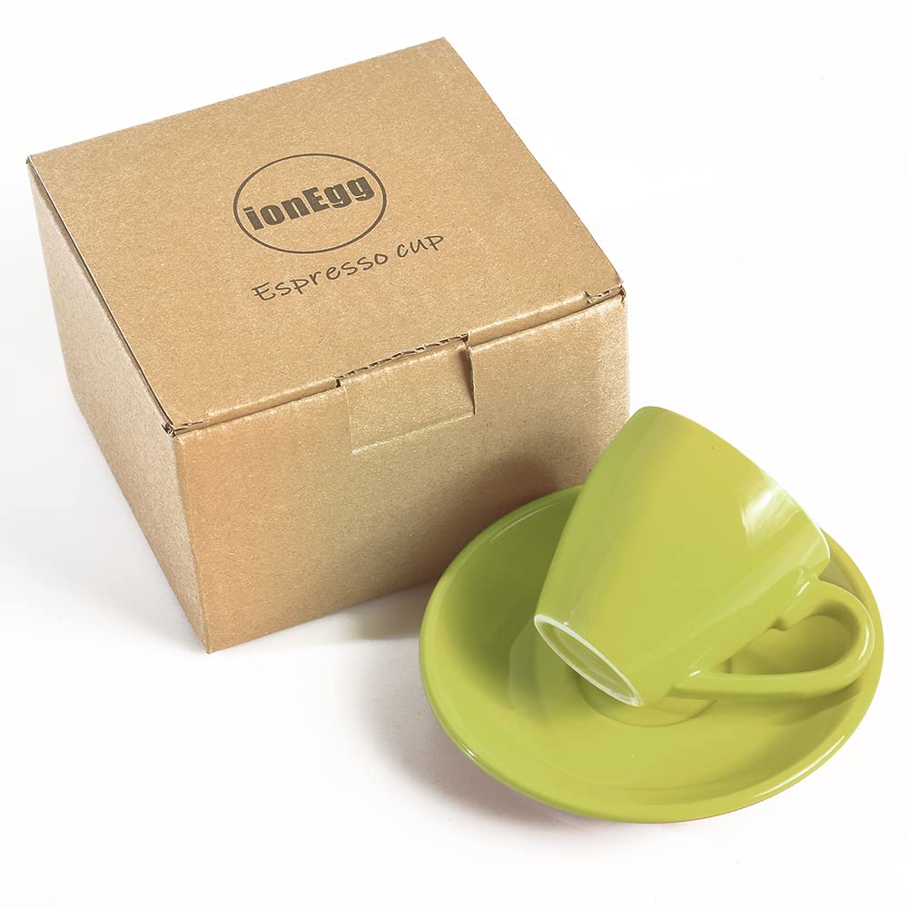 Tasse à expresso en porcelaine ionEgg avec soucoupe, tasse pour expresso, 80 ml/2,7 oz, vert
