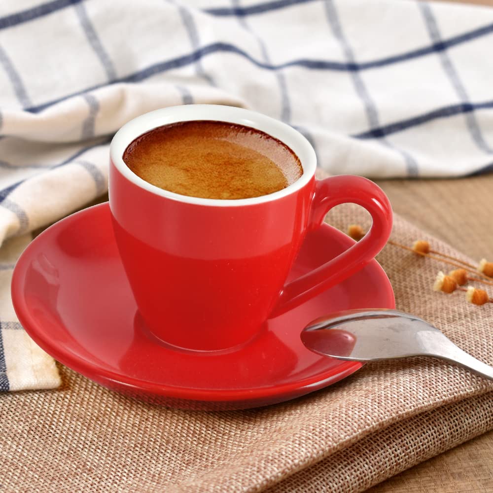 ionEgg Tasse à café en porcelaine avec soucoupe, tasse à espresso, 80 ml, rouge, E0402303EPCR