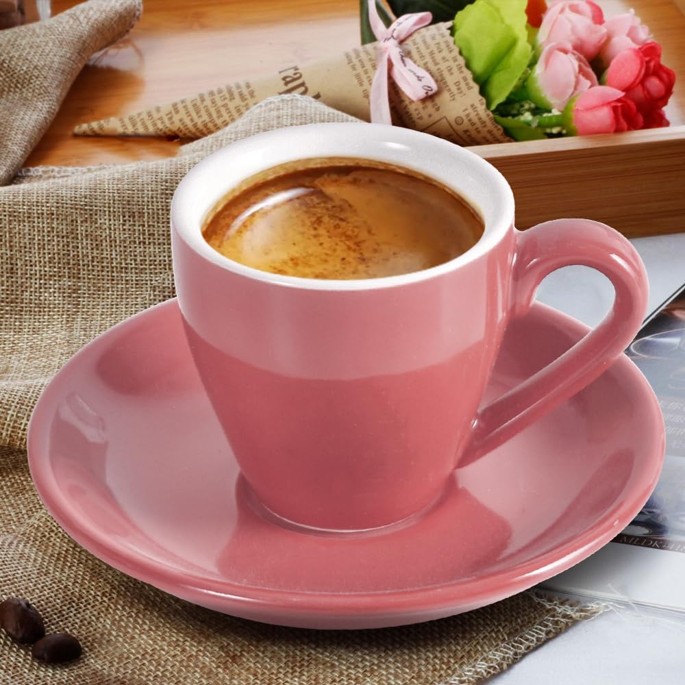 Tasse à expresso en porcelaine ionEgg avec soucoupe, tasse à expresso, 80 ml/2,7 oz, rose