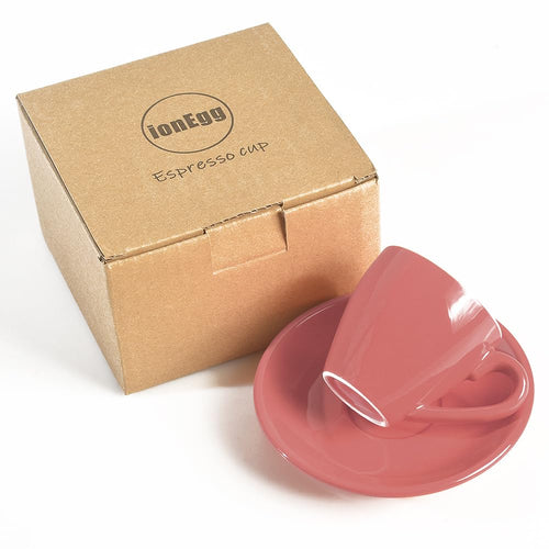 Tasse à expresso en porcelaine ionEgg avec soucoupe, tasse à expresso, 80 ml/2,7 oz, rose
