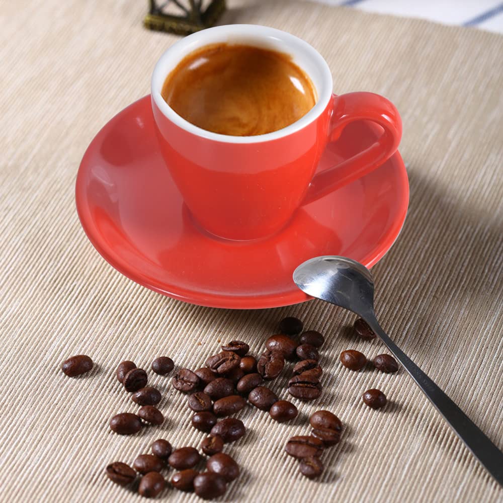 ionEgg Tasse à café en porcelaine avec soucoupe, tasse à espresso, 80 ml, rouge, E0402303EPCR